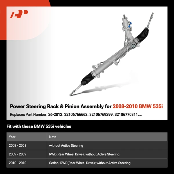 Power Steering Rack & Pinion Assembly for 2008-2010 BMW 535i
