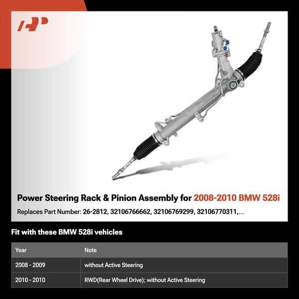 Power Steering Rack & Pinion Assembly for 2008-2010 BMW 528i