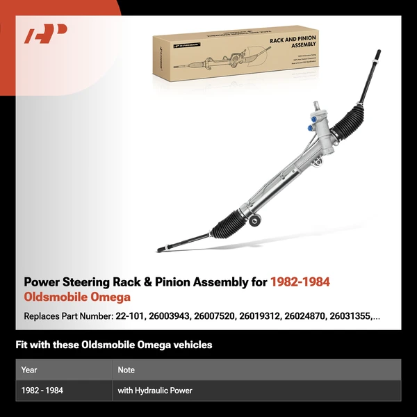 Power Steering Rack & Pinion Assembly for 1982-1984 Oldsmobile Omega