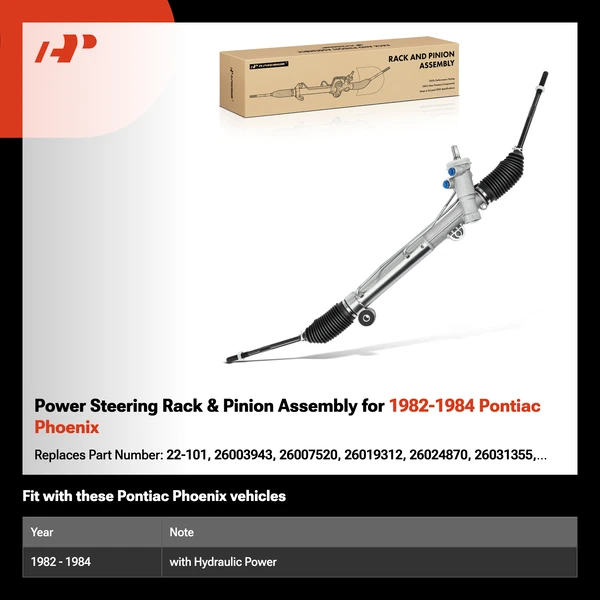 Power Steering Rack & Pinion Assembly for 1982-1984 Pontiac Phoenix