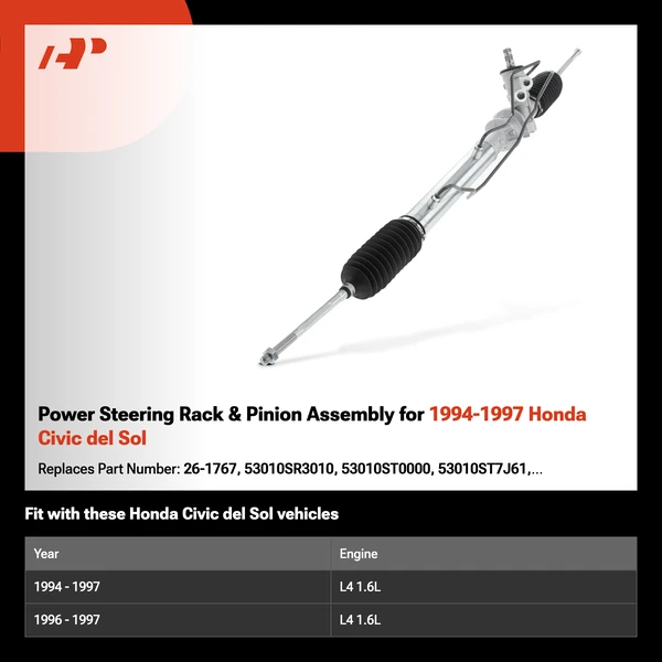 Power Steering Rack & Pinion Assembly for 1994-1997 Honda Civic del Sol