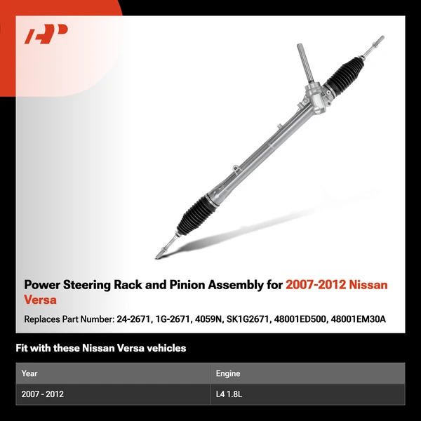 Power Steering Rack and Pinion Assembly for 2007-2012 Nissan Versa