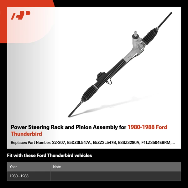 Power Steering Rack and Pinion Assembly for 1980-1988 Ford Thunderbird