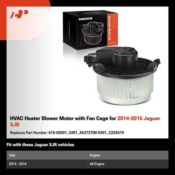 HVAC Heater Blower Motor with Fan Cage for 2014-2016 Jaguar XJR