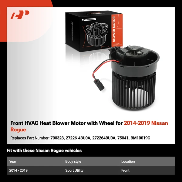 Front HVAC Heat Blower Motor with Wheel for 2014-2019 Nissan Rogue