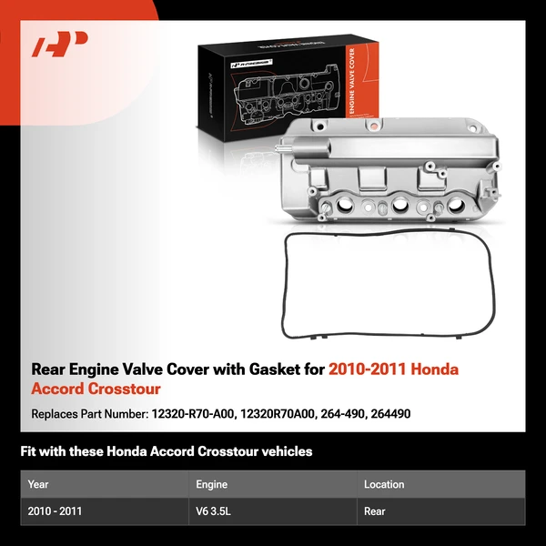 Rear Engine Valve Cover with Gasket for 2010-2011 Honda Accord Crosstour