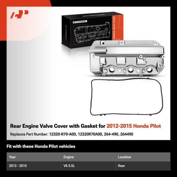 Rear Engine Valve Cover with Gasket for 2012-2015 Honda Pilot