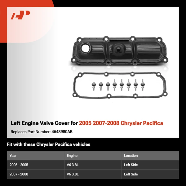 Left Engine Valve Cover for 2005 2007-2008 Chrysler Pacifica