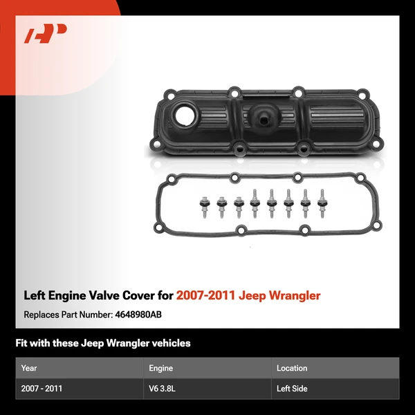 Left Engine Valve Cover for 2007-2011 Jeep Wrangler