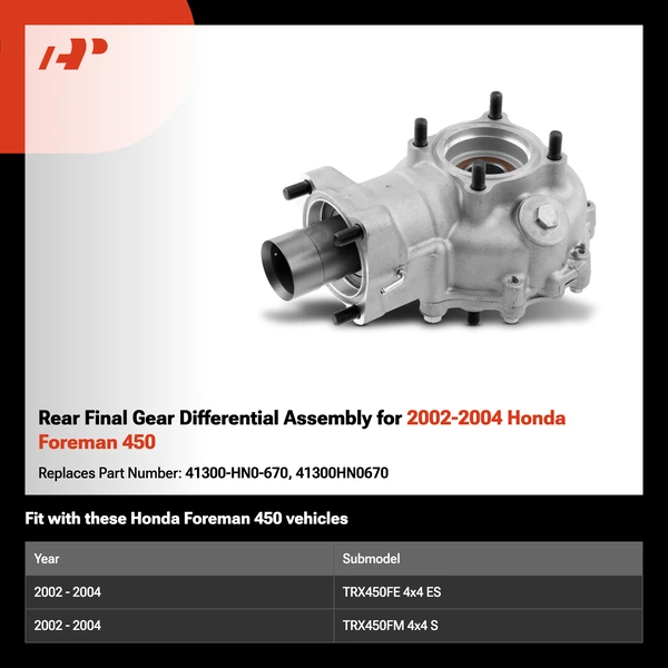 Rear Final Gear Differential Assembly for 2002-2004 Honda Foreman 450