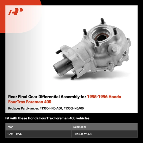 Rear Final Gear Differential Assembly for 1995-1996 Honda FourTrax Foreman 400