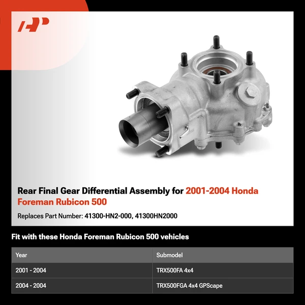 Rear Final Gear Differential Assembly for 2001-2004 Honda Foreman Rubicon 500