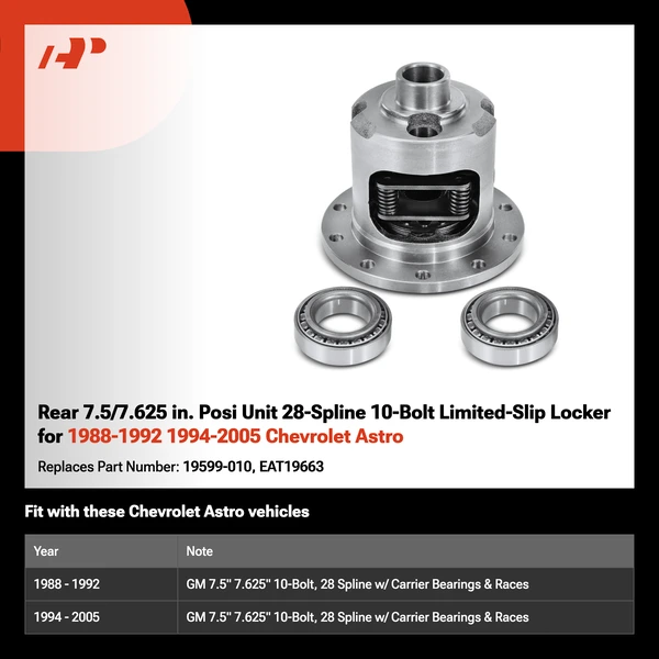 Rear 7.5/7.625 in. Posi Unit 28-Spline 10-Bolt Limited-Slip Locker for 1988-1992 1994-2005 Chevrolet Astro