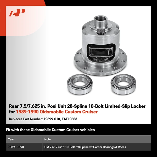 Rear 7.5/7.625 in. Posi Unit 28-Spline 10-Bolt Limited-Slip Locker for 1989-1990 Oldsmobile Custom Cruiser