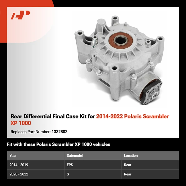 Rear Differential Final Case Kit for 2014-2022 Polaris Scrambler XP 1000
