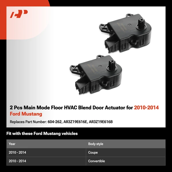 2 Pcs Main Mode Floor HVAC Blend Door Actuator for 2010-2014 Ford Mustang