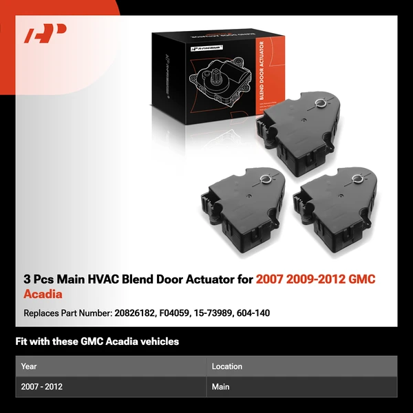 3 Pcs Main HVAC Blend Door Actuator for 2007 2009-2012 GMC Acadia