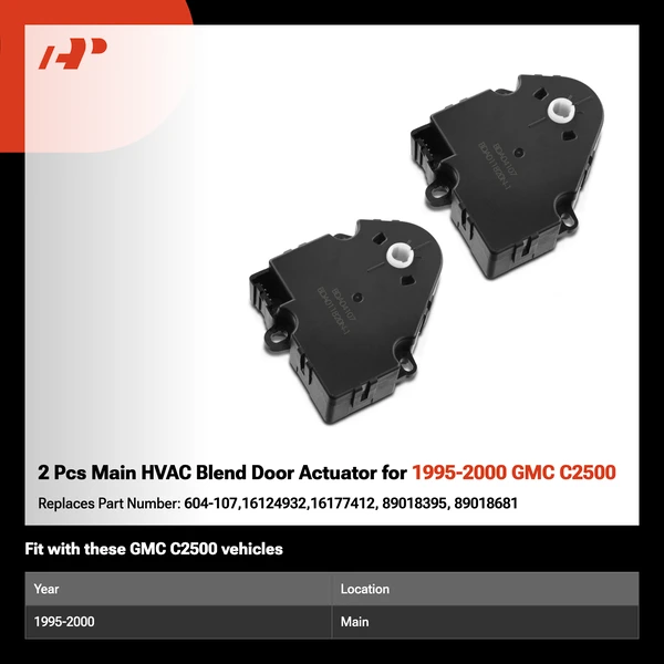 2 Pcs Main HVAC Blend Door Actuator for 1995-2000 GMC C2500
