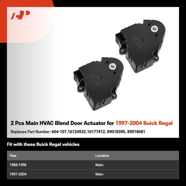 2 Pcs Main HVAC Blend Door Actuator for 1997-2004 Buick Regal