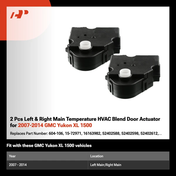 2 Pcs Left & Right Main Temperature HVAC Blend Door Actuator for 2007-2014 GMC Yukon XL 1500