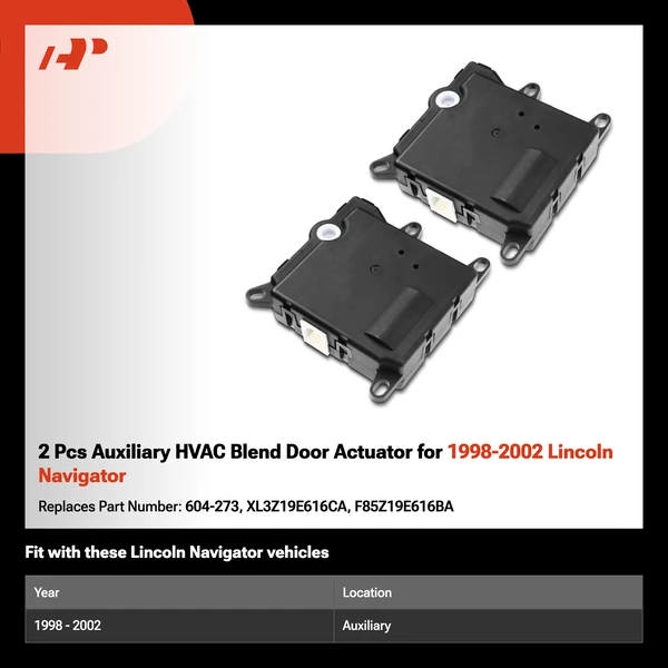 2 Pcs Auxiliary HVAC Blend Door Actuator for 1998-2002 Lincoln Navigator