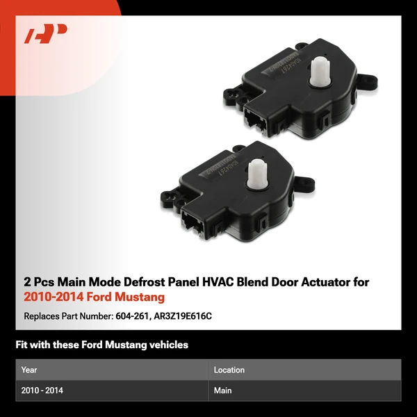 2 Pcs Main Mode Defrost Panel HVAC Blend Door Actuator for 2010-2014 Ford Mustang
