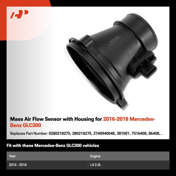Mass Air Flow Sensor with Housing for 2016-2018 Mercedes-Benz GLC300