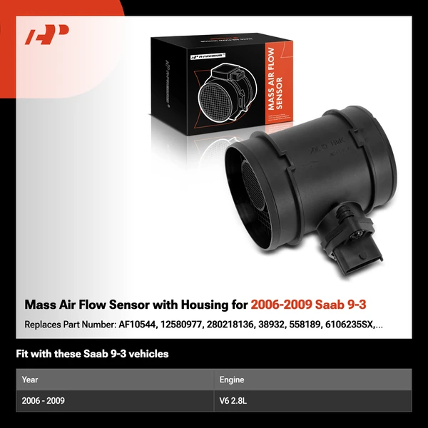 Mass Air Flow Sensor with Housing for 2006-2009 Saab 9-3