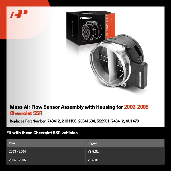 Mass Air Flow Sensor Assembly with Housing for 2003-2005 Chevrolet SSR
