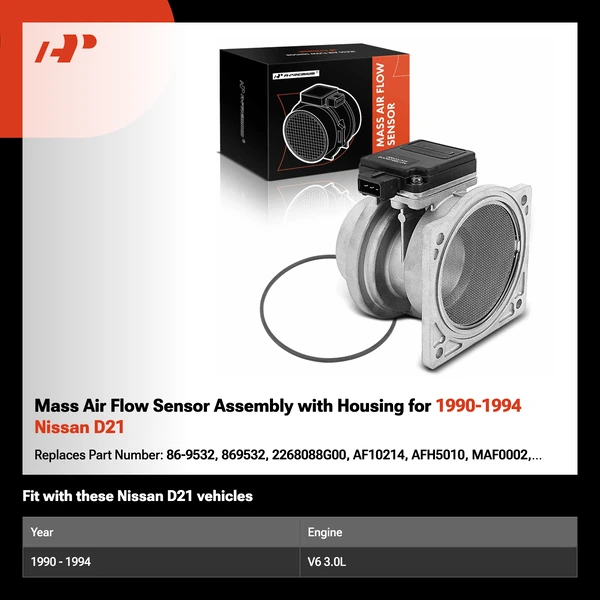 Mass Air Flow Sensor Assembly with Housing for 1990-1994 Nissan D21