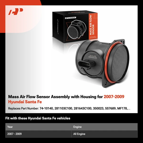 Mass Air Flow Sensor Assembly with Housing for 2007-2009 Hyundai Santa Fe