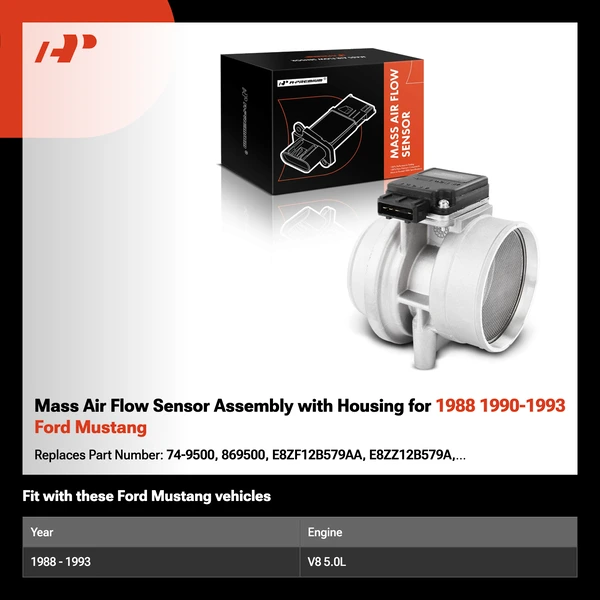 Mass Air Flow Sensor Assembly with Housing for 1988 1990-1993 Ford Mustang