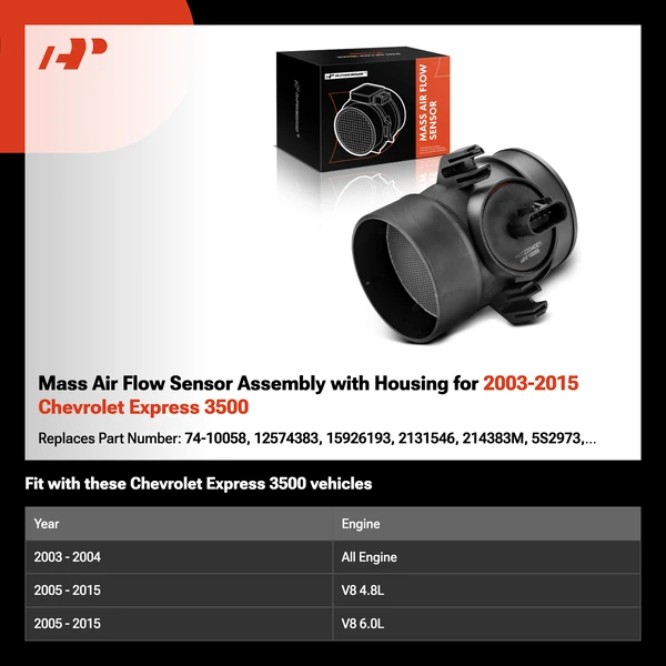 Mass Air Flow Sensor Assembly with Housing for 2003-2015 Chevrolet Express 3500