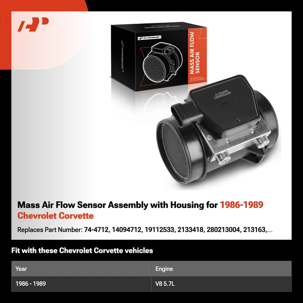 Mass Air Flow Sensor Assembly with Housing for 1986-1989 Chevrolet Corvette