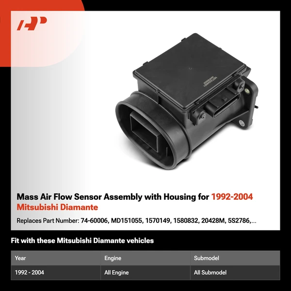 Mass Air Flow Sensor Assembly with Housing for 1992-2004 Mitsubishi Diamante