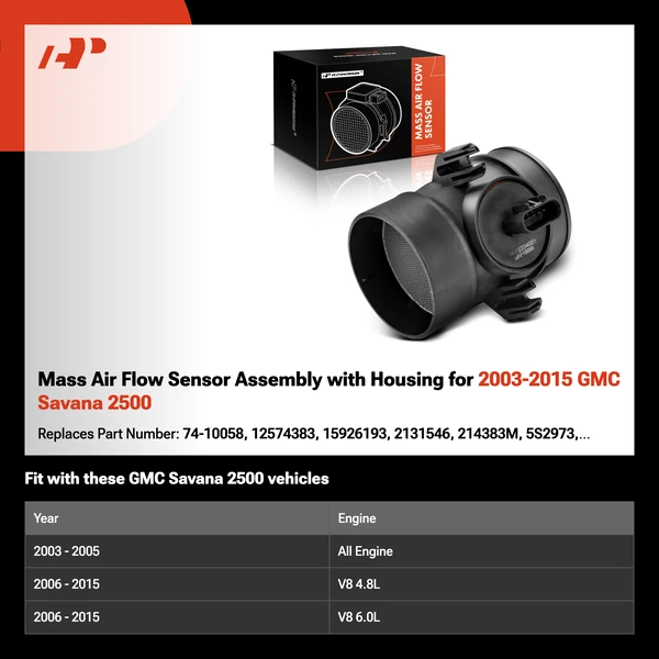 Mass Air Flow Sensor Assembly with Housing for 2003-2015 GMC Savana 2500