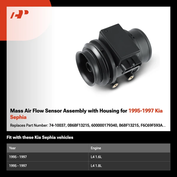 Mass Air Flow Sensor Assembly with Housing for 1995-1997 Kia Sephia
