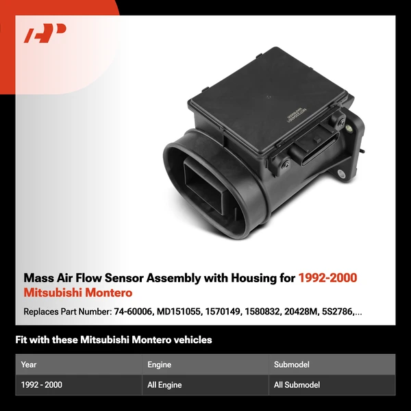 Mass Air Flow Sensor Assembly with Housing for 1992-2000 Mitsubishi Montero