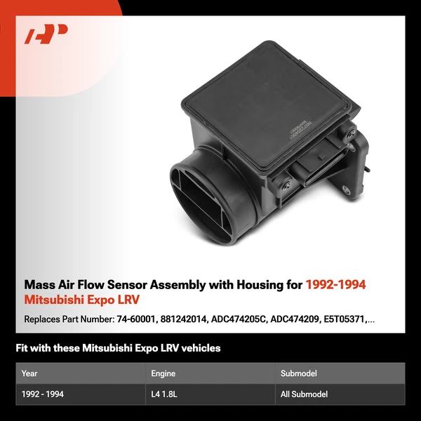 Mass Air Flow Sensor Assembly with Housing for 1992-1994 Mitsubishi Expo LRV