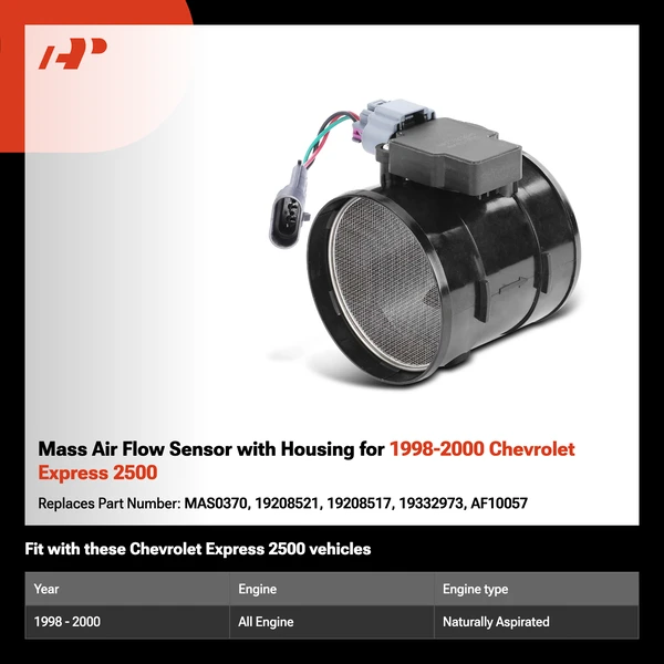 Mass Air Flow Sensor with Housing for 1998-2000 Chevrolet Express 2500