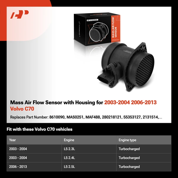 Mass Air Flow Sensor with Housing for 2003-2004 2006-2013 Volvo C70