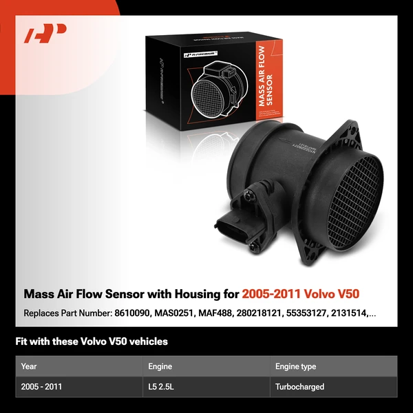 Mass Air Flow Sensor with Housing for 2005-2011 Volvo V50