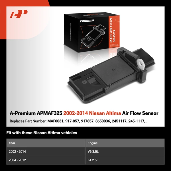 A-Premium APMAF325 2002-2014 Nissan Altima Air Flow Sensor