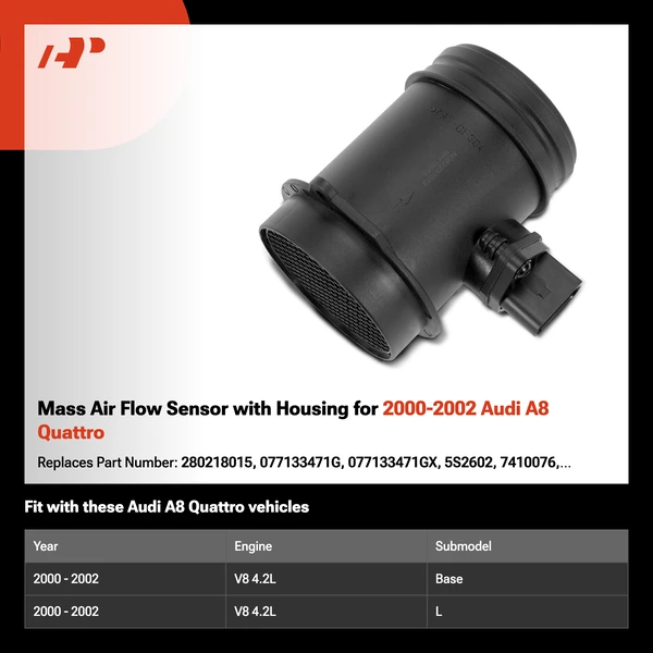 Mass Air Flow Sensor with Housing for 2000-2002 Audi A8 Quattro