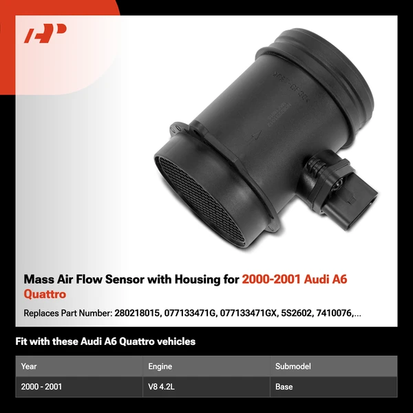 Mass Air Flow Sensor with Housing for 2000-2001 Audi A6 Quattro
