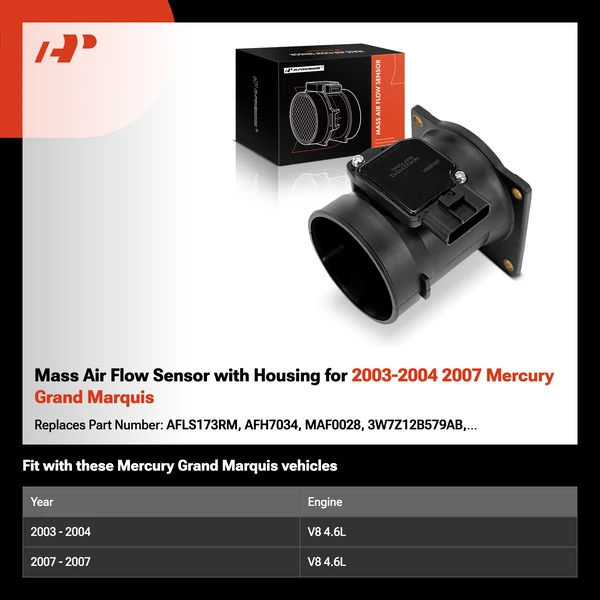 Mass Air Flow Sensor with Housing for 2003-2004 2007 Mercury Grand Marquis