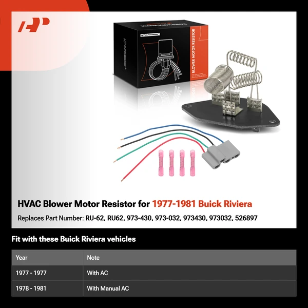 HVAC Blower Motor Resistor for 1977-1981 Buick Riviera