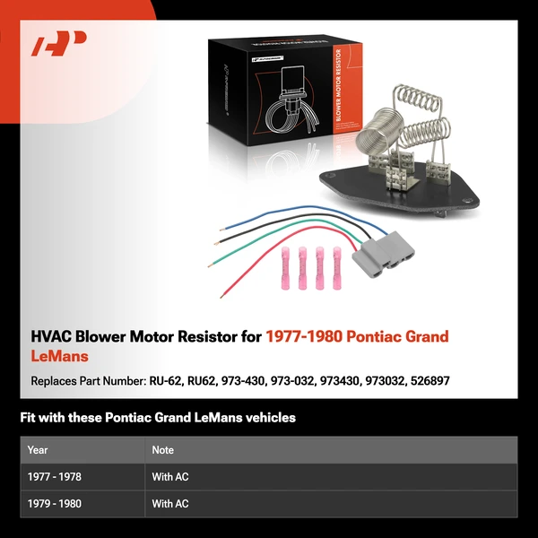 HVAC Blower Motor Resistor for 1977-1980 Pontiac Grand LeMans