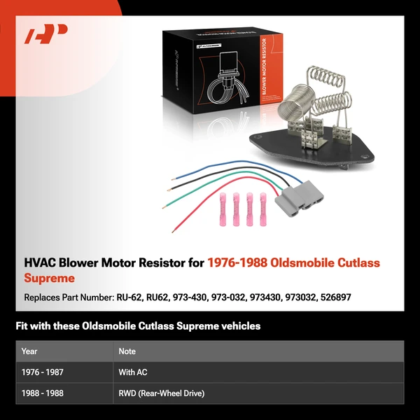 HVAC Blower Motor Resistor for 1976-1988 Oldsmobile Cutlass Supreme
