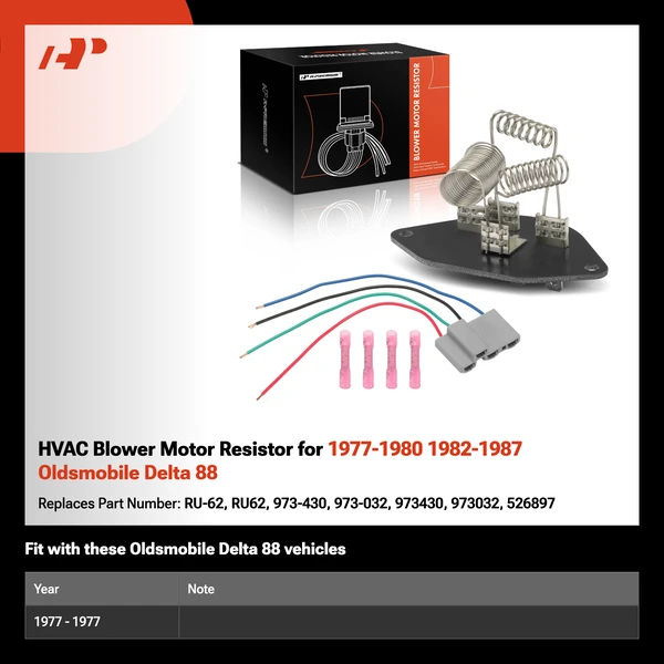 HVAC Blower Motor Resistor for 1977-1980 1982-1987 Oldsmobile Delta 88